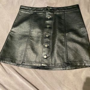 Vegan Leather Button Up Skirt